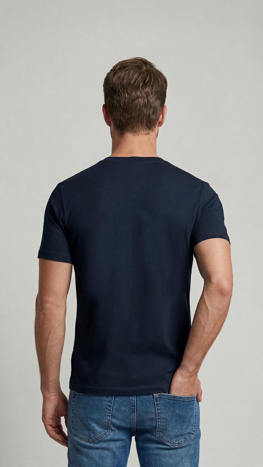 Premium  %100 Organik Pamuk Basic Slimfit Lacivert Erkek Tişört