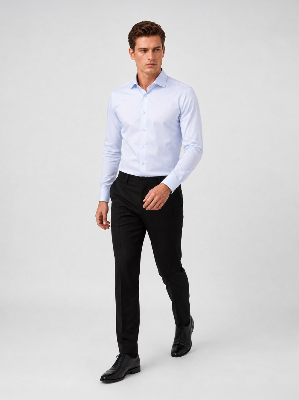 Açık Mavi Saten Slimfit Erkek Gömlek