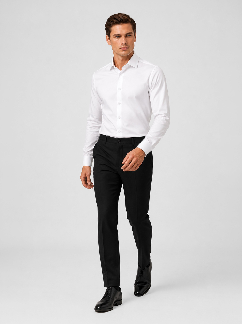 Beyaz Saten Slimfit Erkek Gömlek