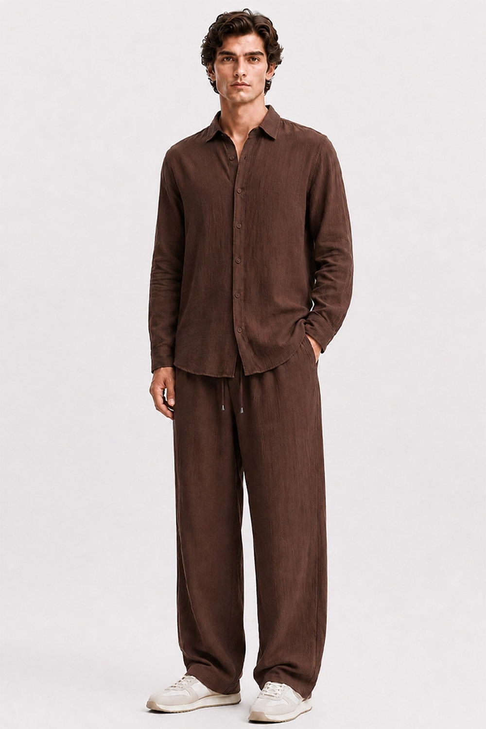  Acı Kahve Regular Fit Müslin Pantolon
