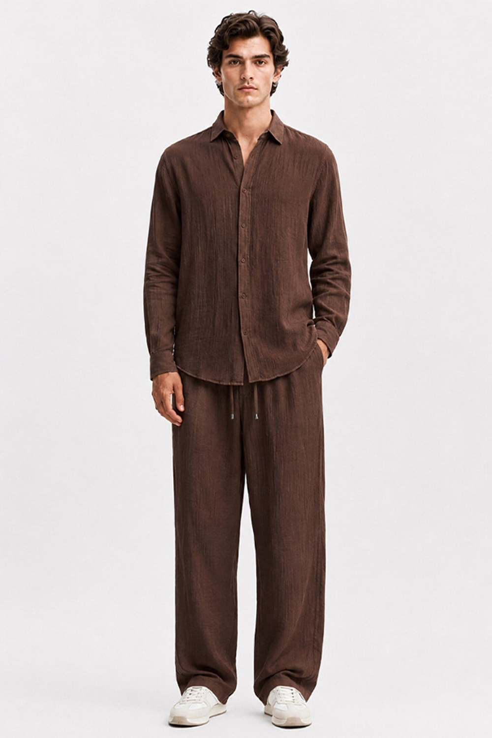  Acı Kahve Regular Fit Müslin Pantolon