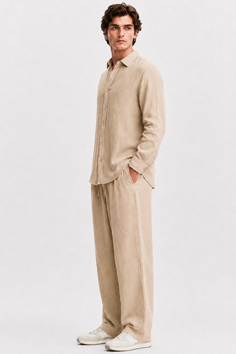  Bej Regular Fit Müslin Pantolon