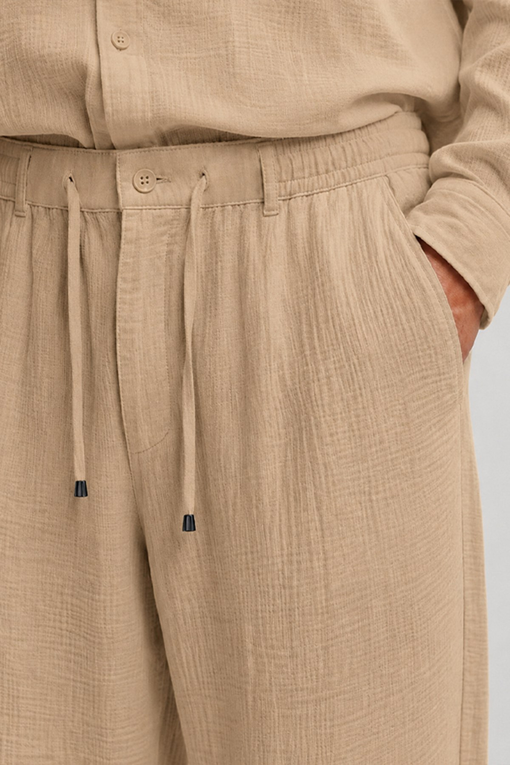  Bej Regular Fit Müslin Pantolon