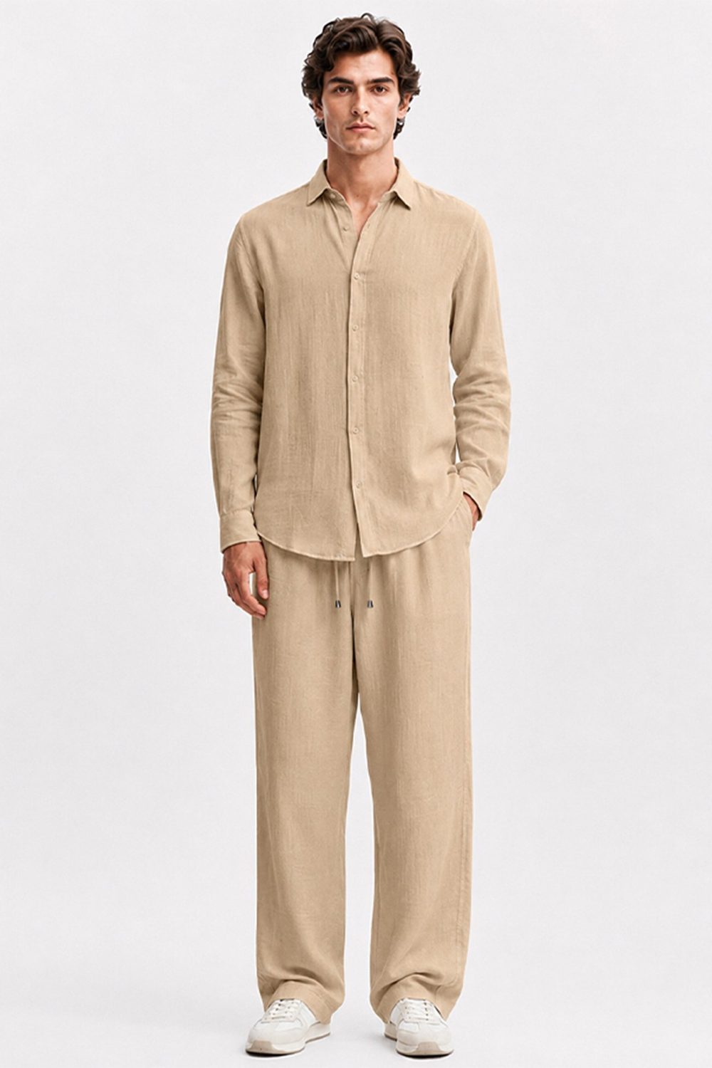  Bej Regular Fit Müslin Pantolon