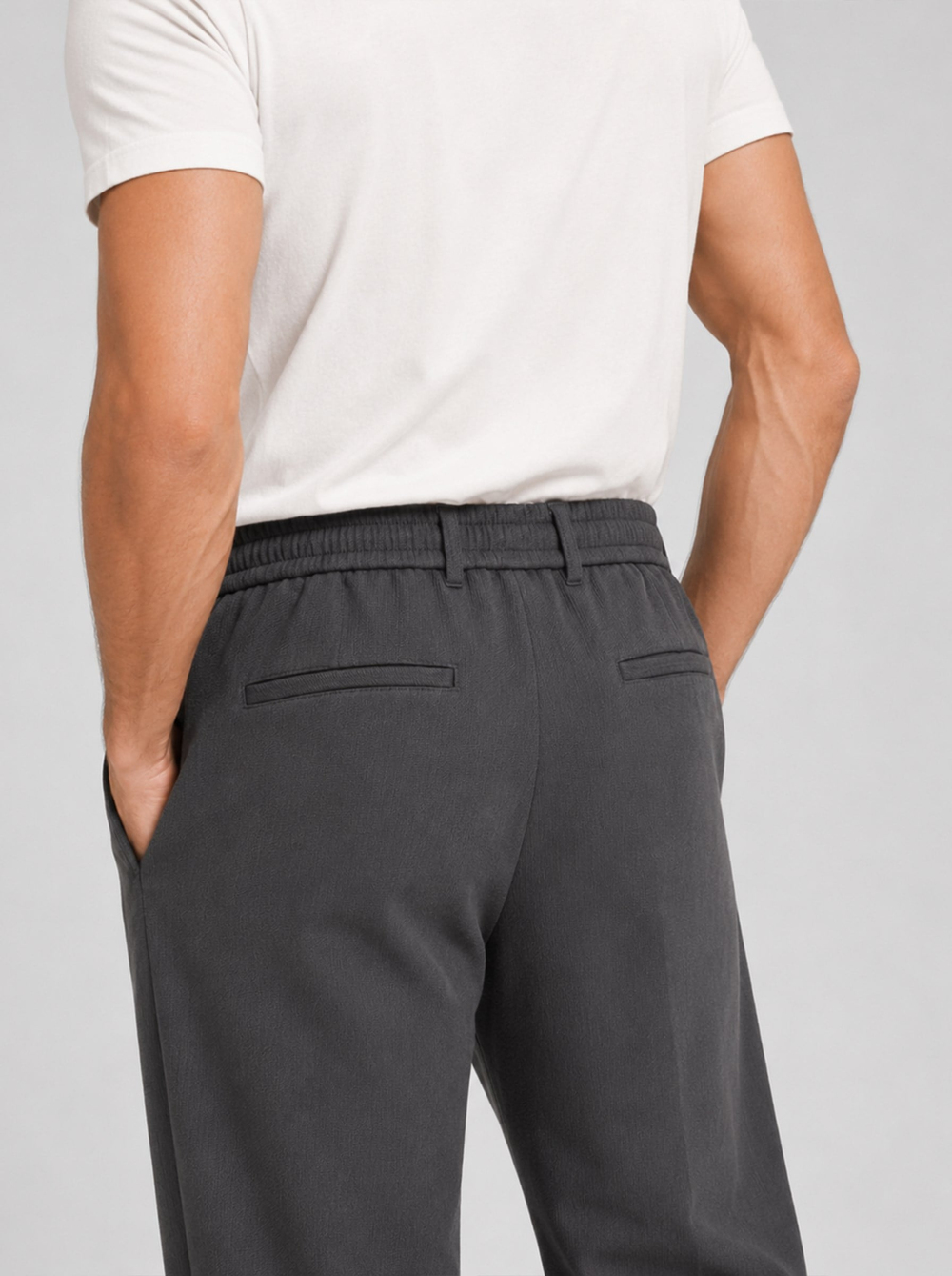  Füme Relax Fit Bağcıklı Baggy Pantolon