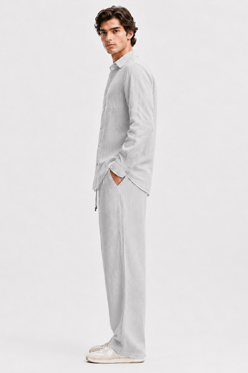  Gri Regular Fit Müslin Pantolon