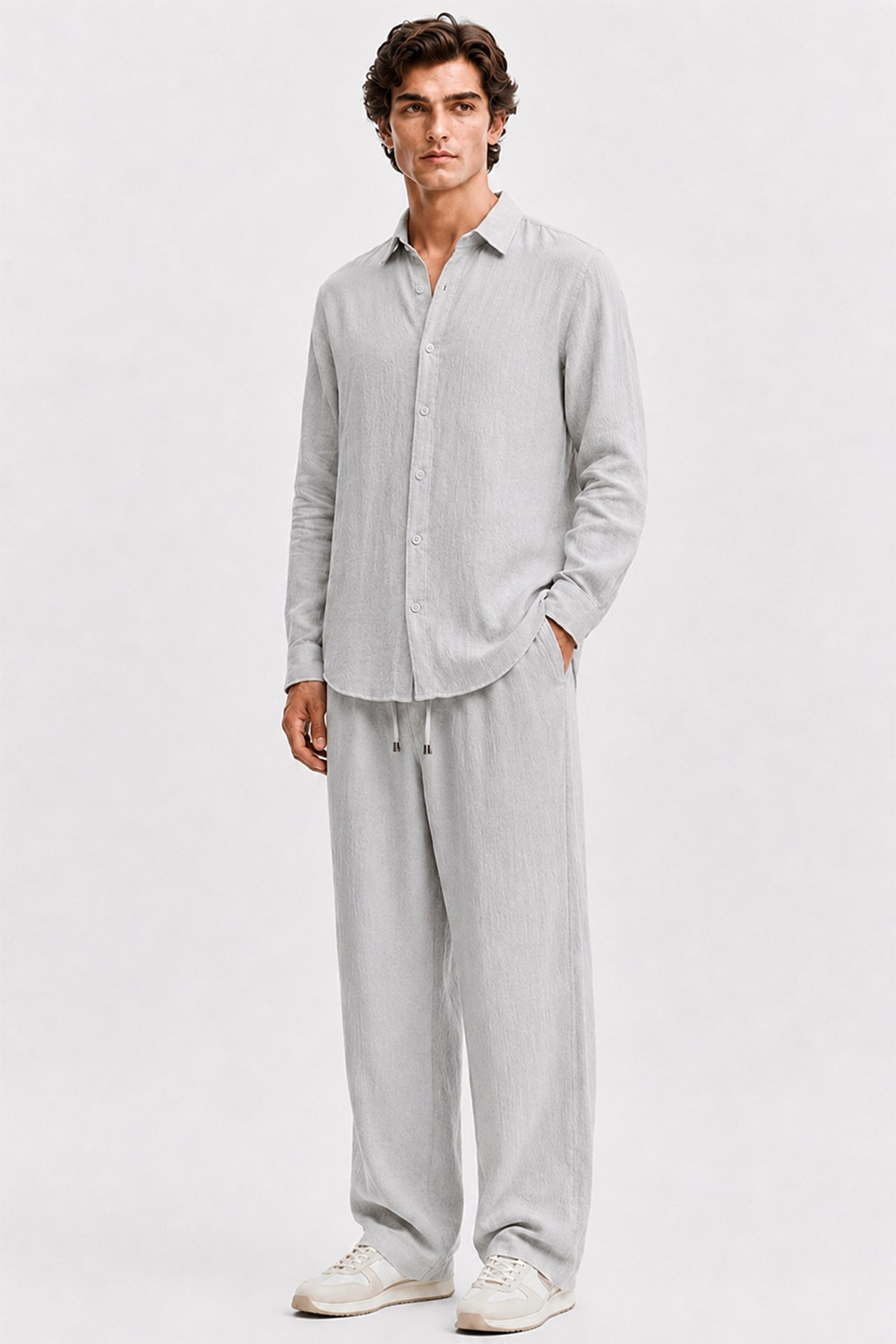  Gri Regular Fit Müslin Pantolon