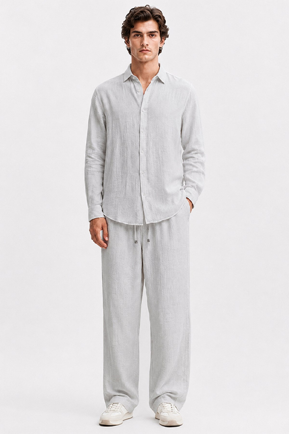  Gri Regular Fit Müslin Pantolon