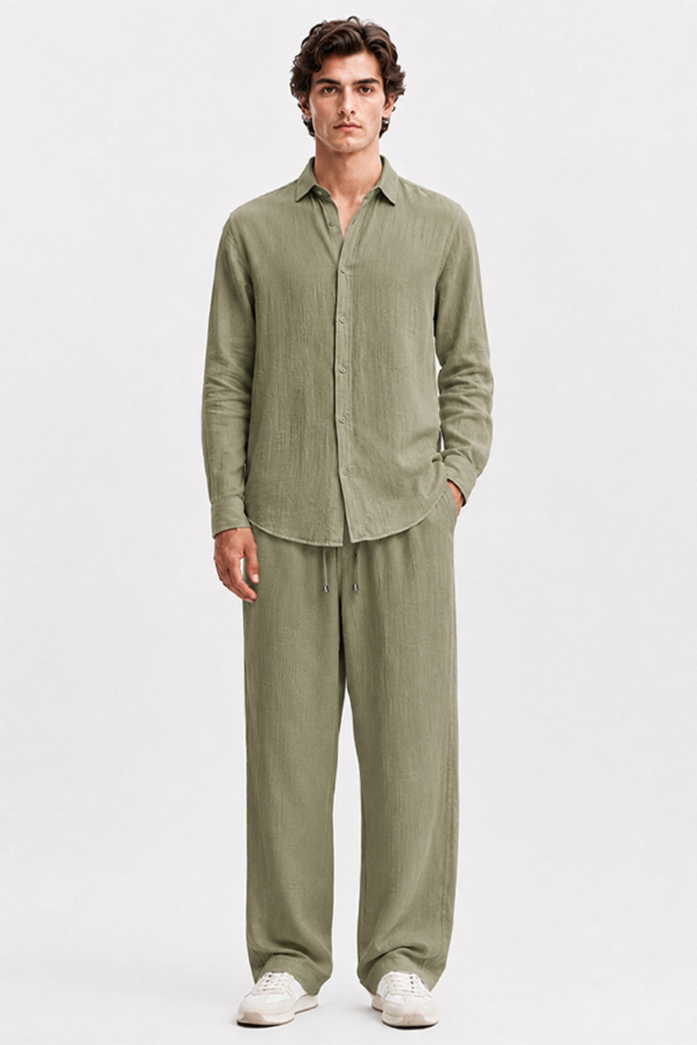  Haki Regular Fit Müslin Pantolon