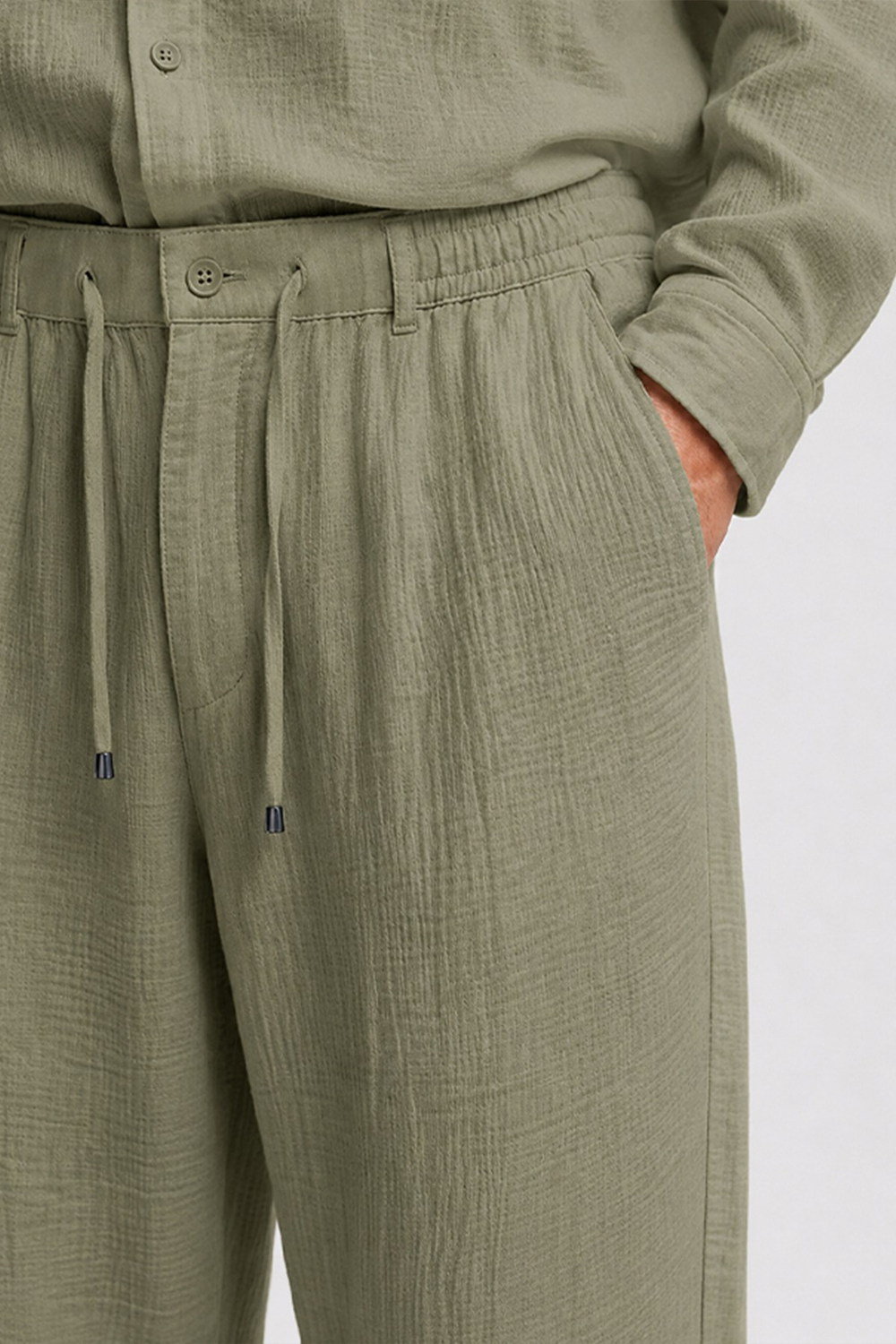  Haki Regular Fit Müslin Pantolon