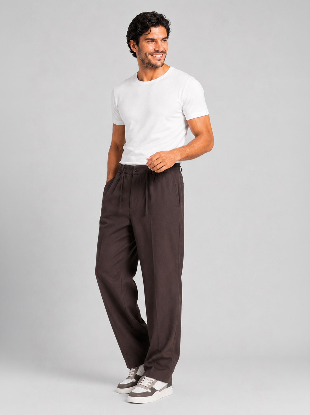  Acı  Kahverengi Relax Fit Bağcıklı Baggy Pantolon