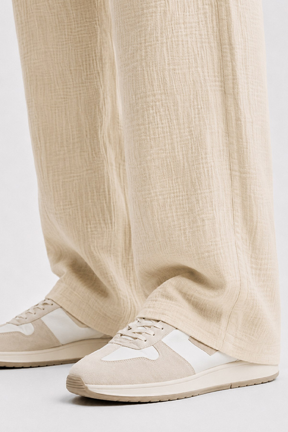  Krem Regular Fit Müslin Pantolon