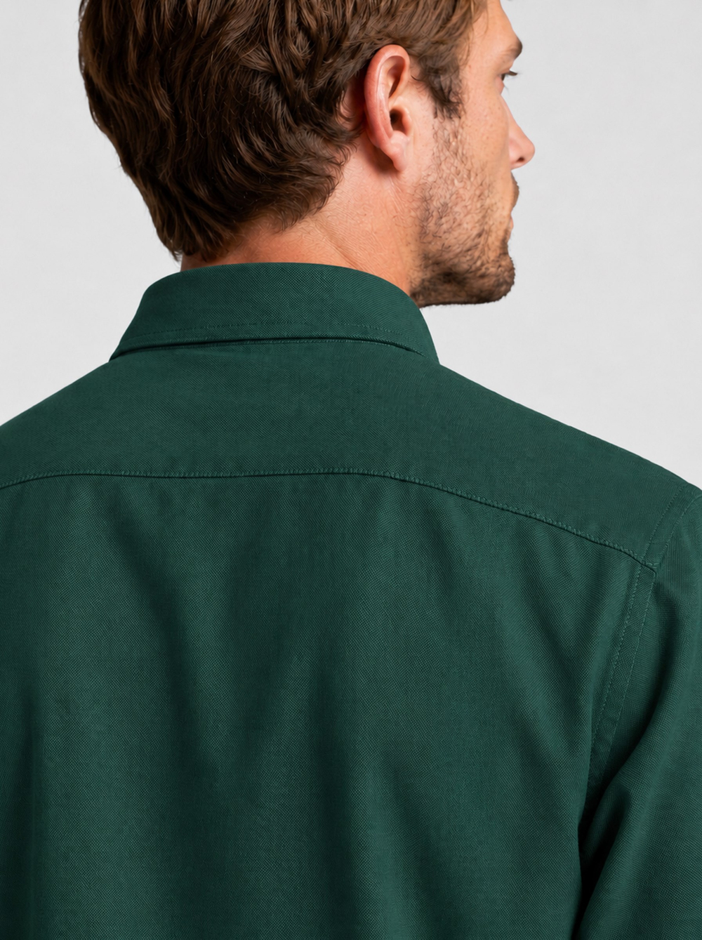 Koyu Yeşil Yaka Düğmeli Premium Şamre Slimfit Erkek Gömlek