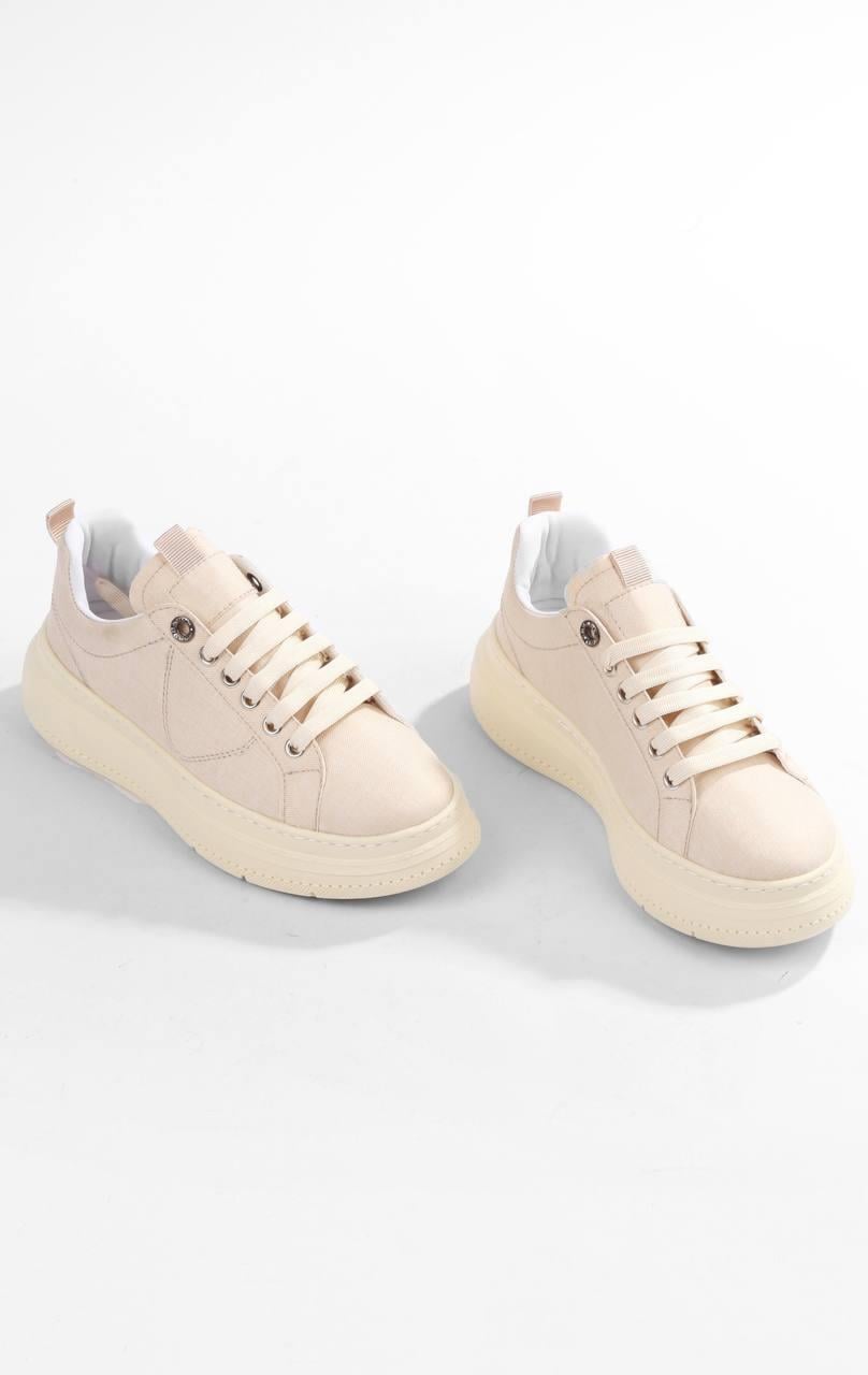 Kadın Bej Sade ve Zarif Günlük Sneaker