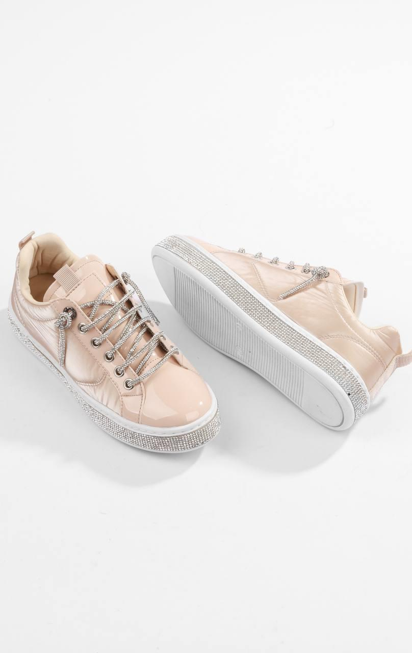 Kadın Bej Taşlı Ortopedik Sneaker