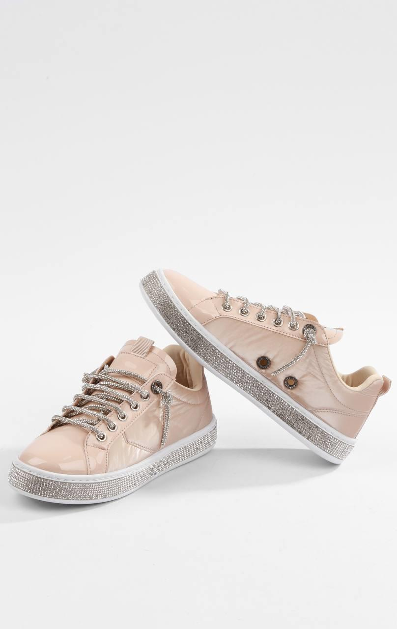 Kadın Bej Taşlı Ortopedik Sneaker