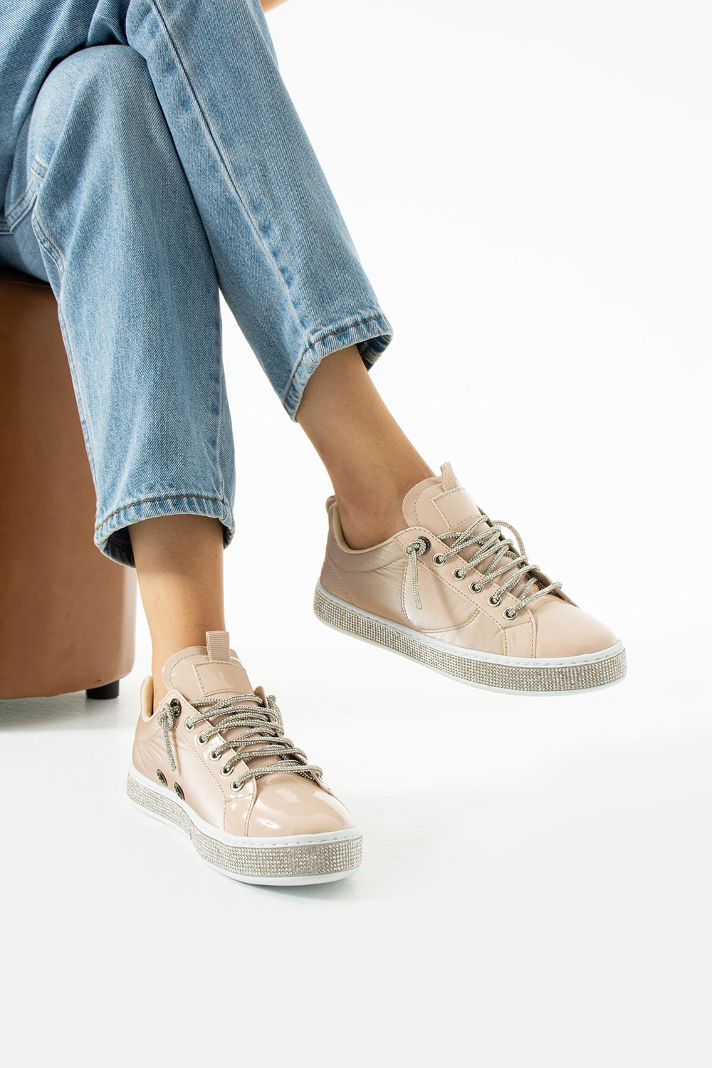 Kadın Bej Taşlı Ortopedik Sneaker