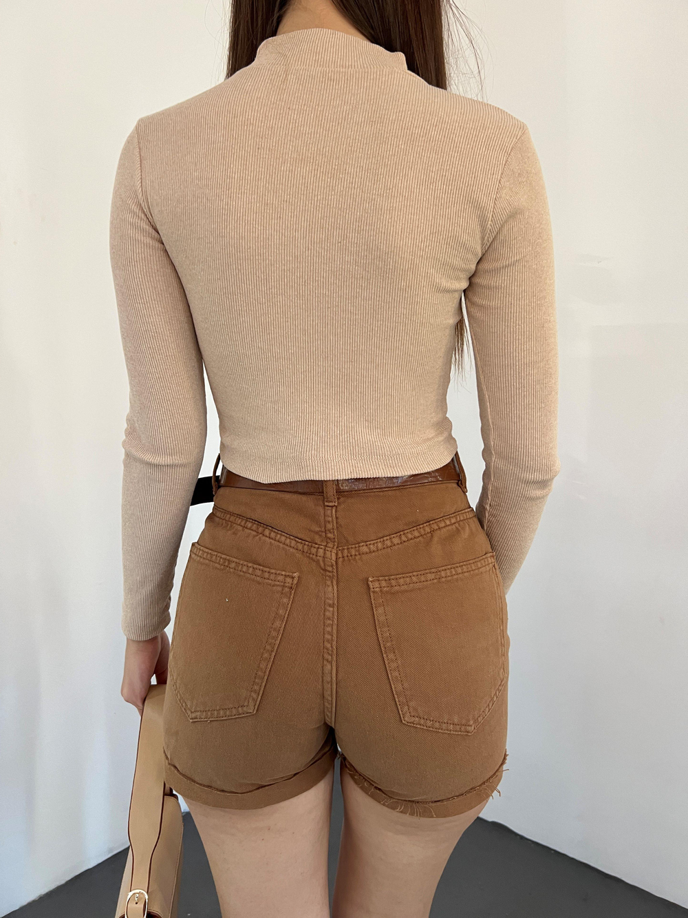 Dik Yaka Kaşkorse Crop 1206 TAŞ RENGİ