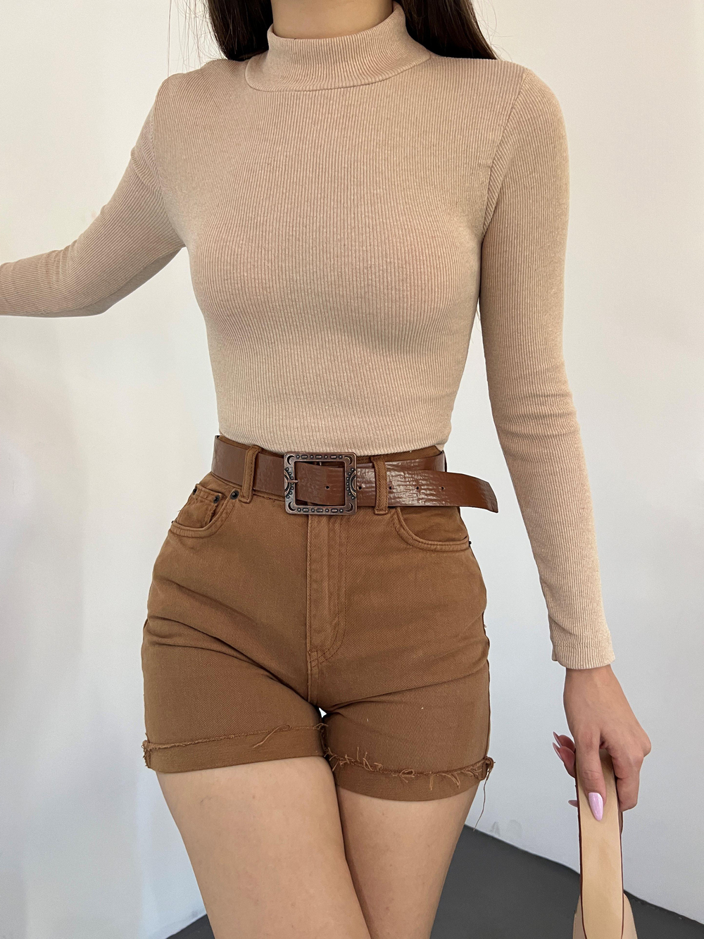 Dik Yaka Kaşkorse Crop 1206 TAŞ RENGİ