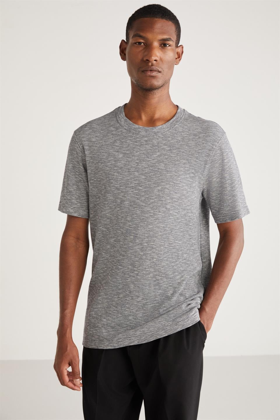 ABBOTT Basic Relaxed Gri Tekli T-Shirt