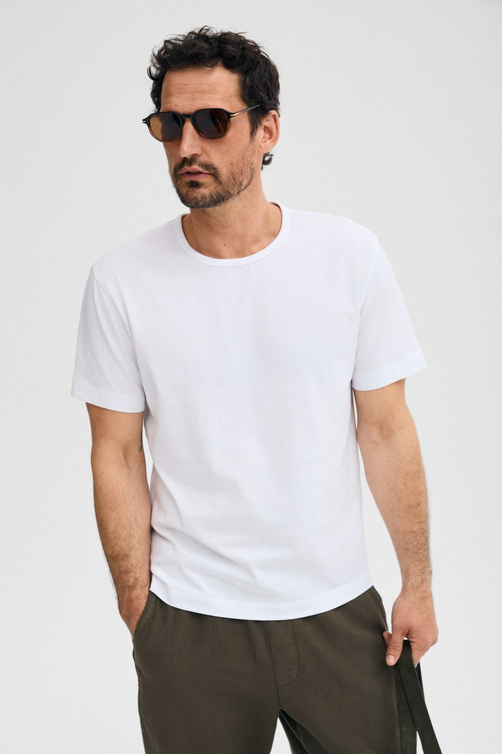 AXION Erkek %100 Organik Pamuklu Yuvarlak Yakalı Regular Fit Beyaz T-Shirt