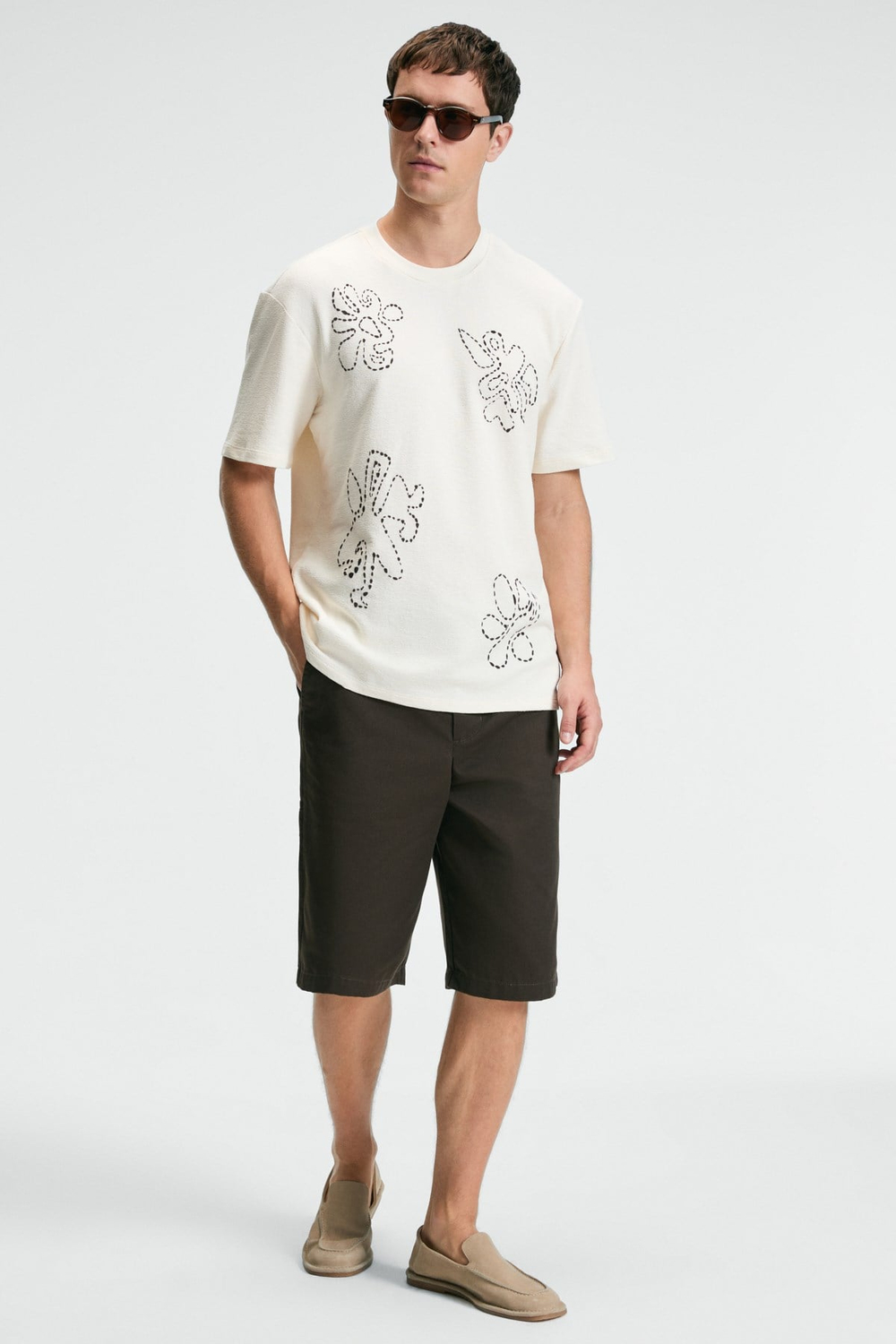 BAGGY Erkek %100 Pamuk Oversize Fit Baskılı Kısa Kollu Yuvarlak Yakalı Vanilya T-Shirt
