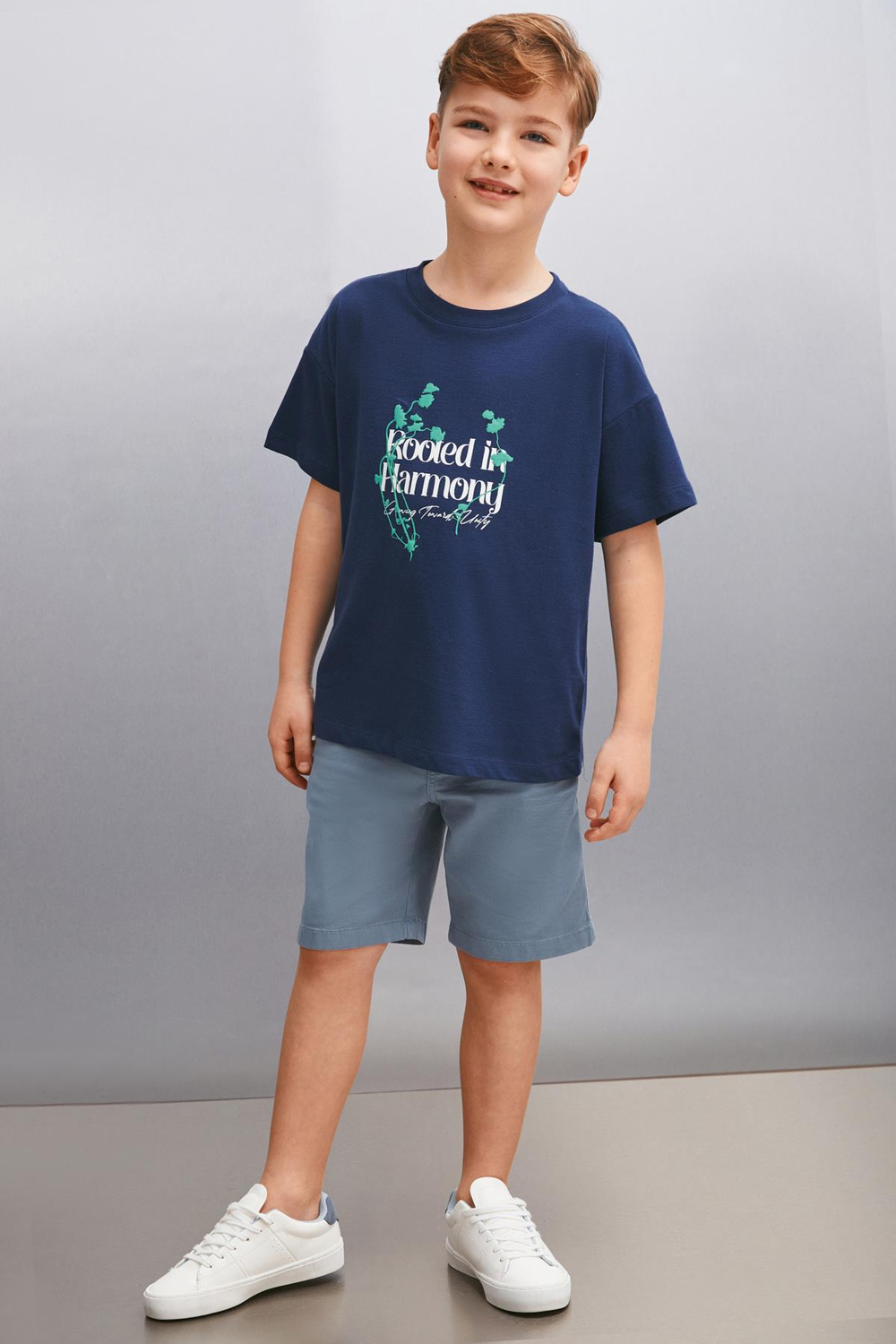 BAIRD  Relaxed Lacivert Tekli T-Shirt