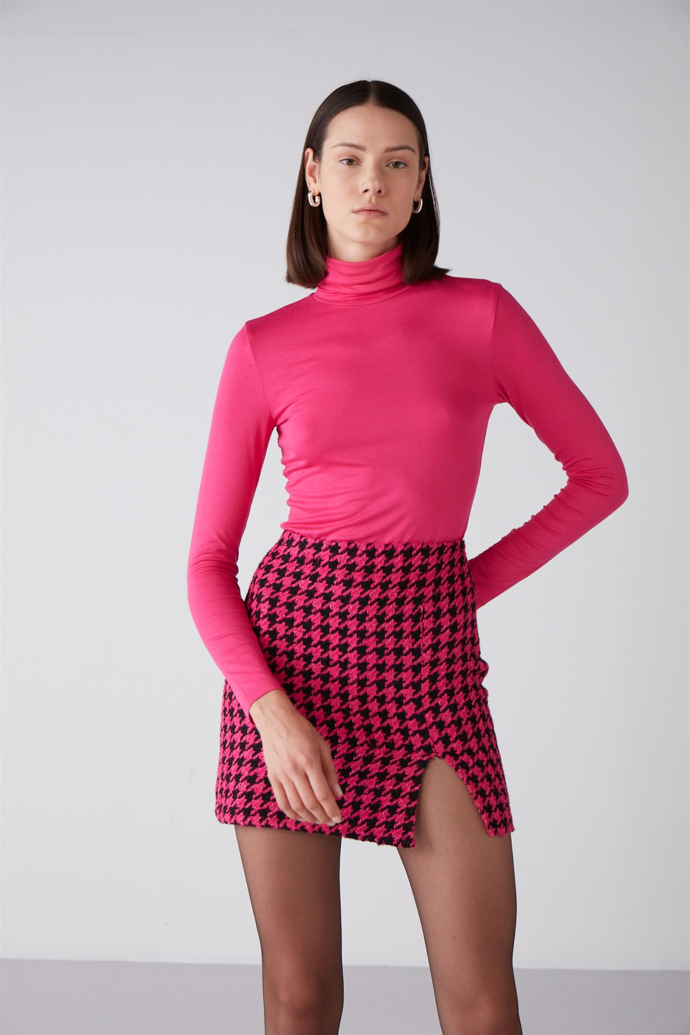 DIA Dokuma Slim Fit Fuşya  Etek