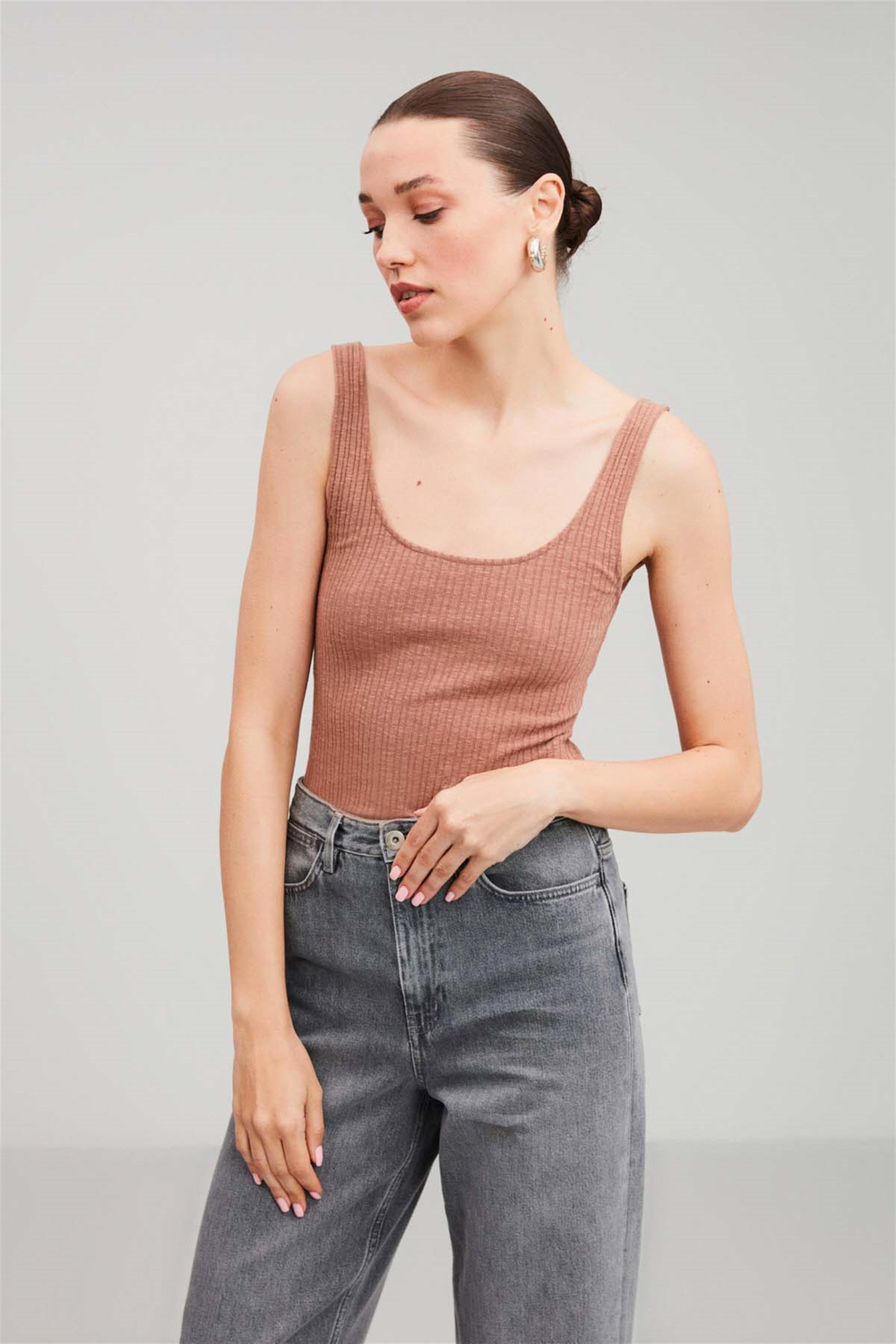 ELENA Örme Fitted Kahverengi  Atlet