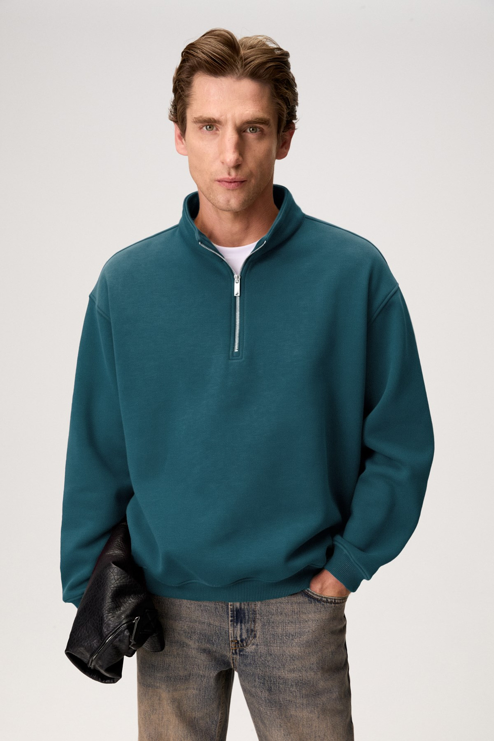 FAYED Erkek Dik Yaka Yeşil Sweatshirt
