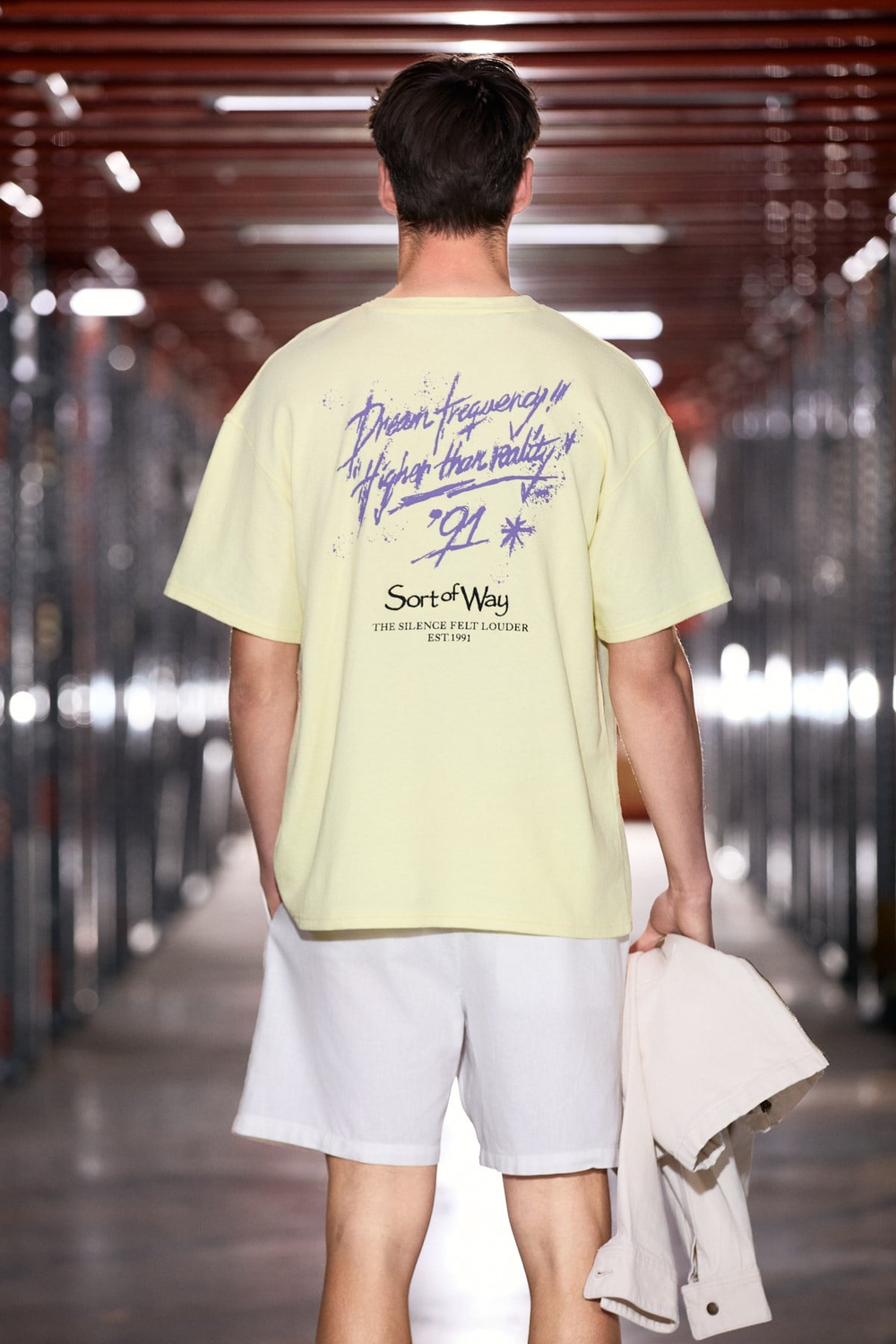 FRIO Erkek Bisiklet Yaka Organik Pamuklu Baskı Ve Nakışlı Oversıze Sarı T-Shirt