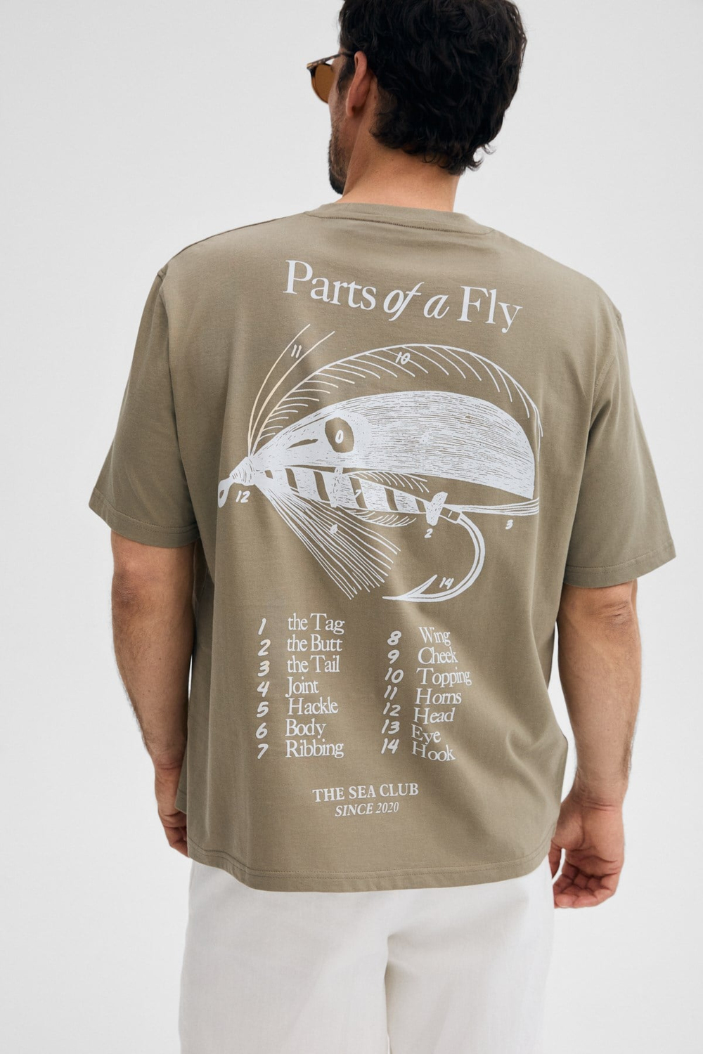 GIGANEST Erkek %100 Organik Pamuklu Baskı Detaylı Yuvarlak Yaka Haki T-Shirt