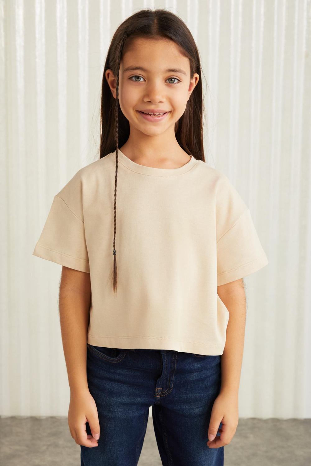 HEIDA  Boxy Bej Tekli T-Shirt