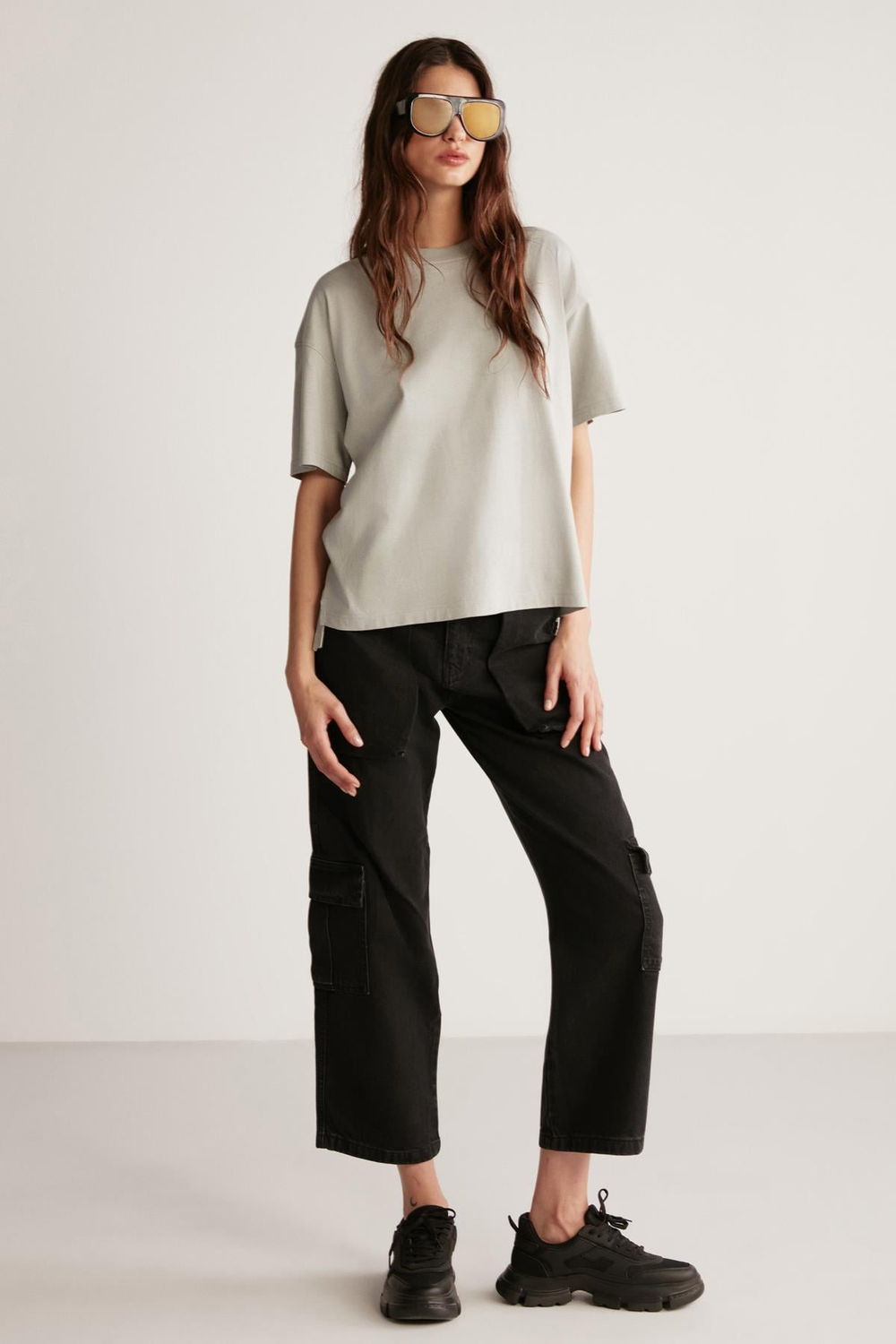 JEMMY Basic Relaxed Açık Gri Tekli T-Shirt