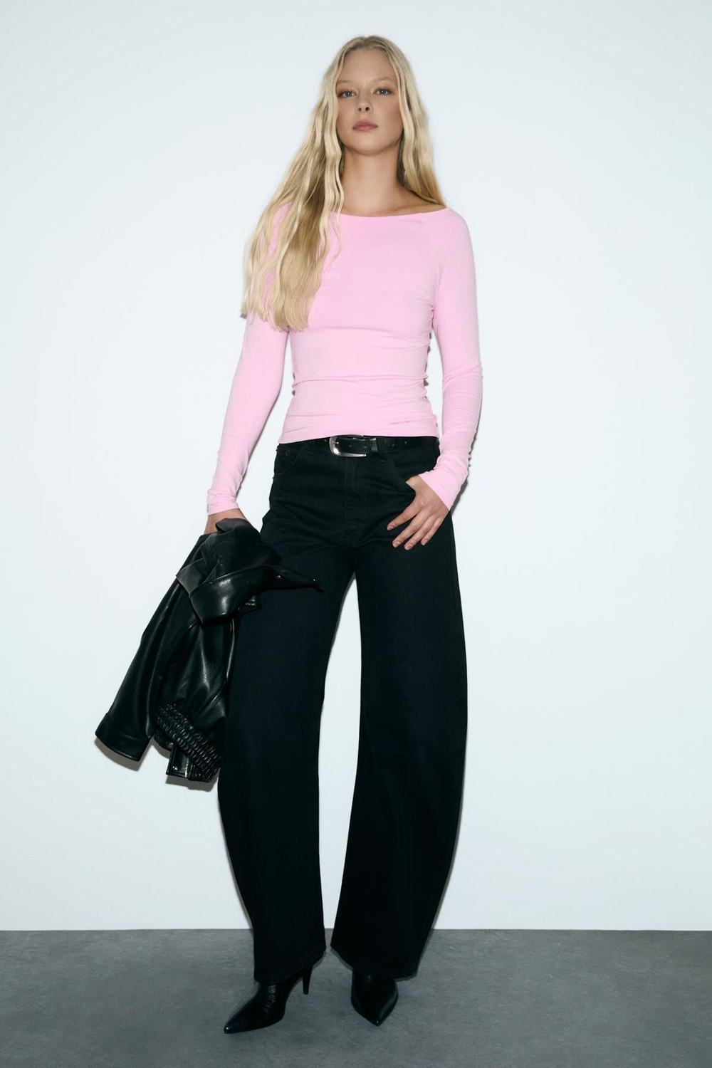 KARAKOLA Kadın Organik Pamuklu Kayık Yaka Reglan Kol Slim Fit Pembe Bluz