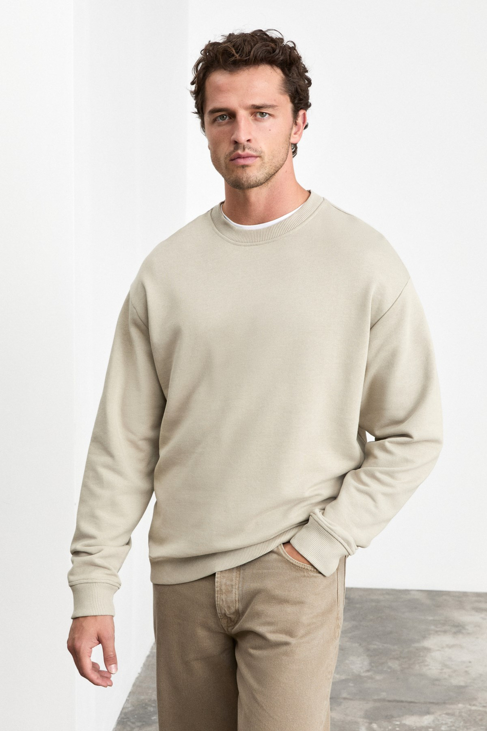 NEDVED Erkek Taş Rengi Sweatshirt