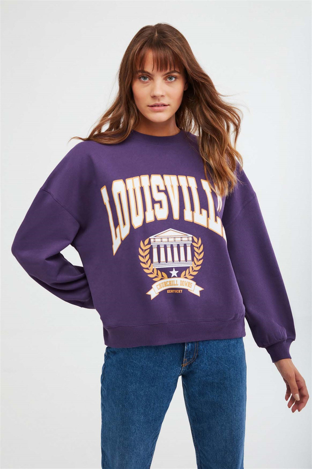 RAMONA Örme Oversize Mor  Sweatshirt