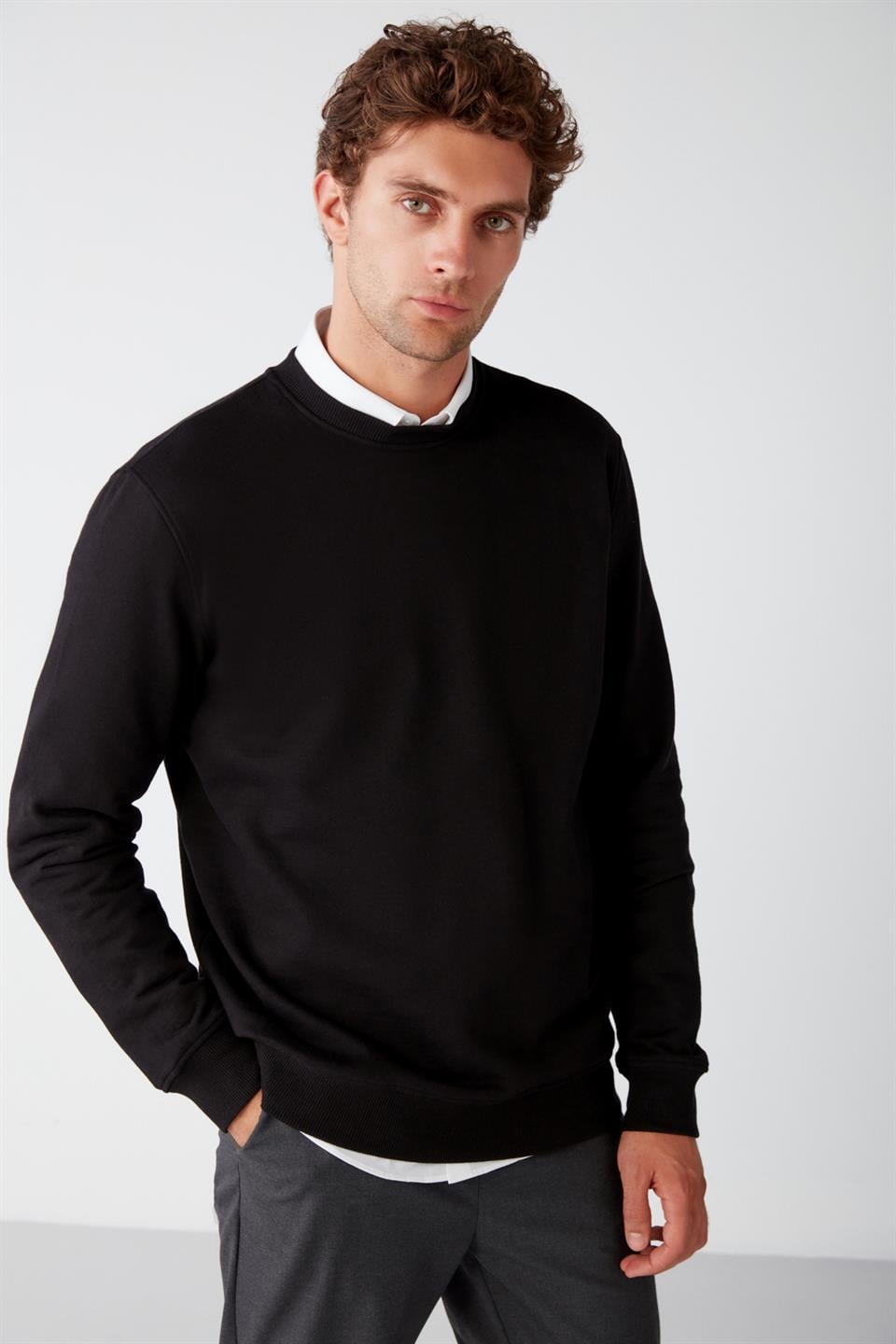 TRAVIS Örme Regular Siyah  Sweatshirt