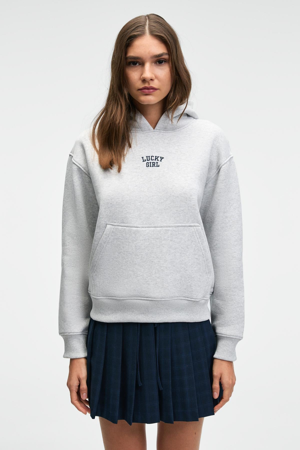 YUMEA Kadın Oversize Kapüşonlu Baskılı Grimelanj Sweatshirt