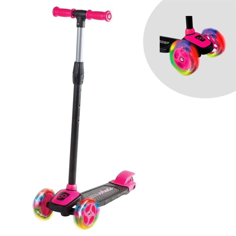 Furkan Cool Wheels 50kg Taşıma Kapasiteli Işıklı Stil 3 Tekerlekli Scooter Pembe-Scooter