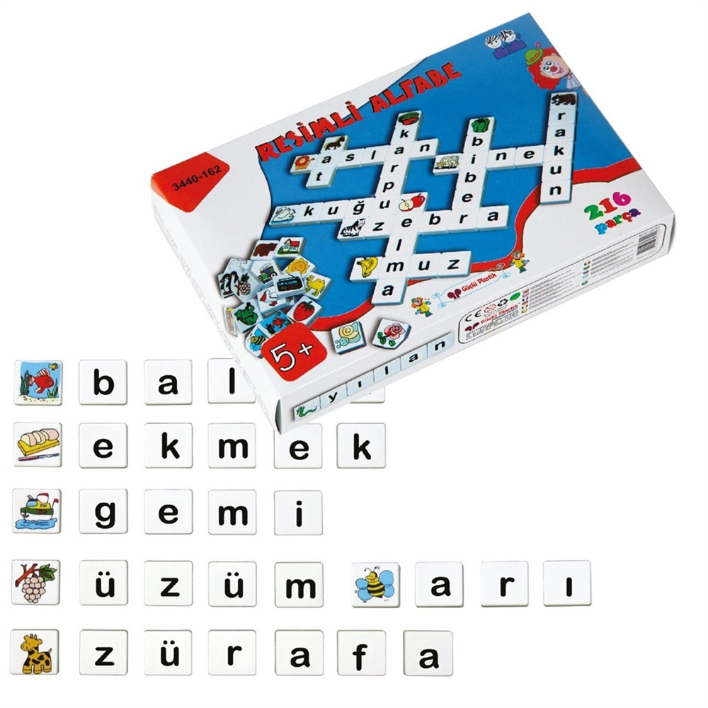 Güçlü Oyuncak Resimli Alfabe Oyun Seti 214 Parça