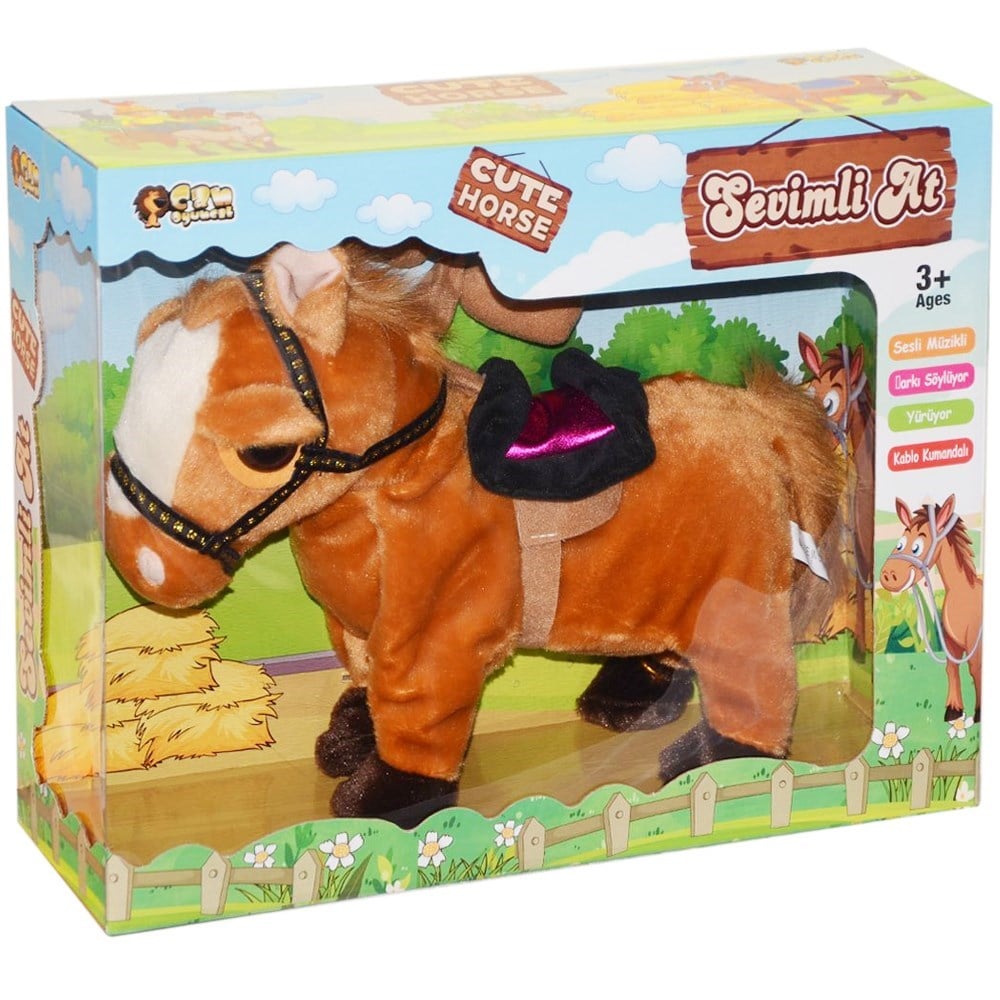 Kablolu Müzikli Sevimli At 27 Cm YY199011-Peluş Oyuncaklar