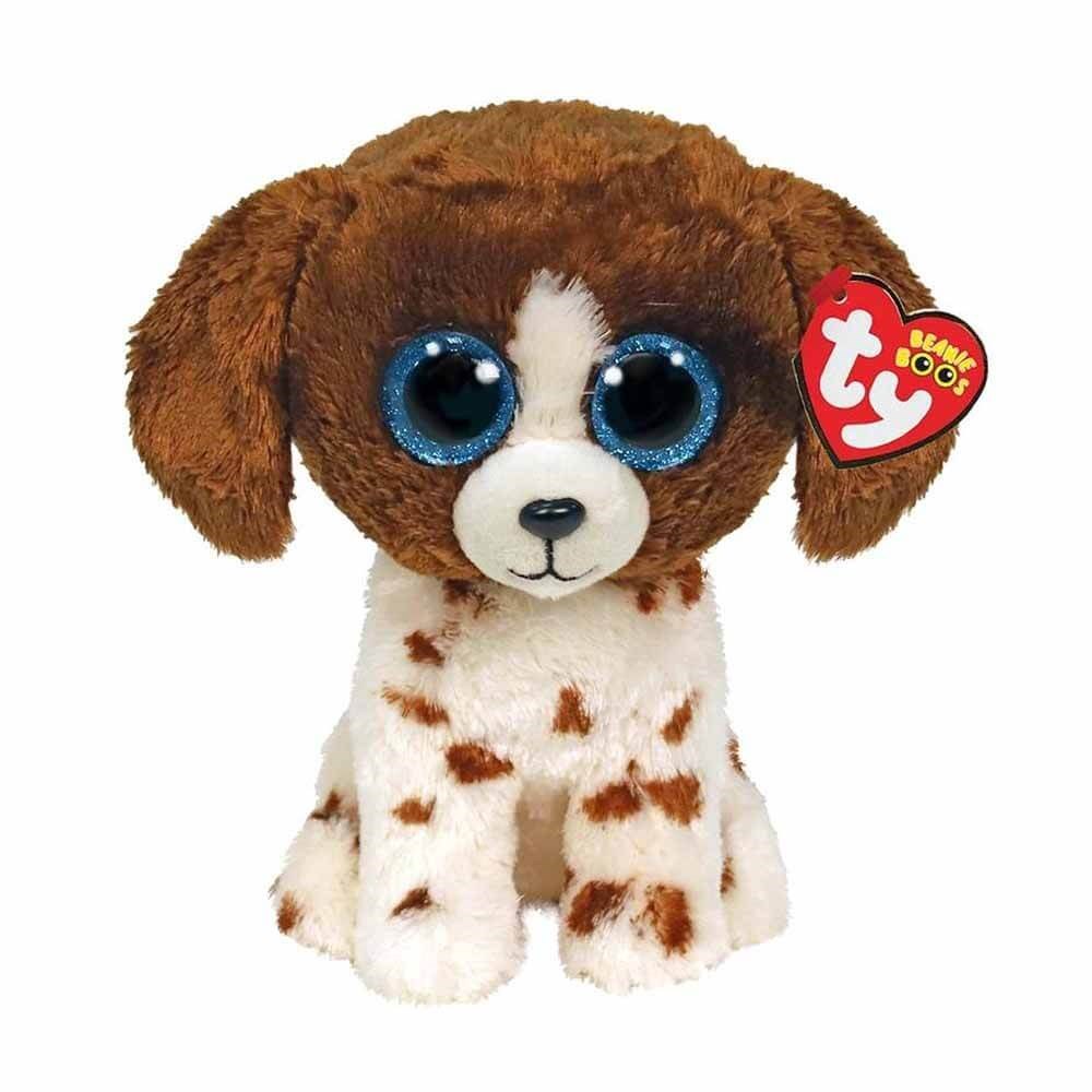 Muddles Beanie Boo Kahverengi Beyaz Köpek 24 cm 36487-Peluş Oyuncaklar