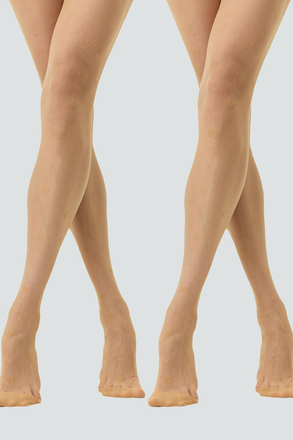 2'li Paket Fiyonk Desenli Büyük Beden Külotlu Çorap Ten