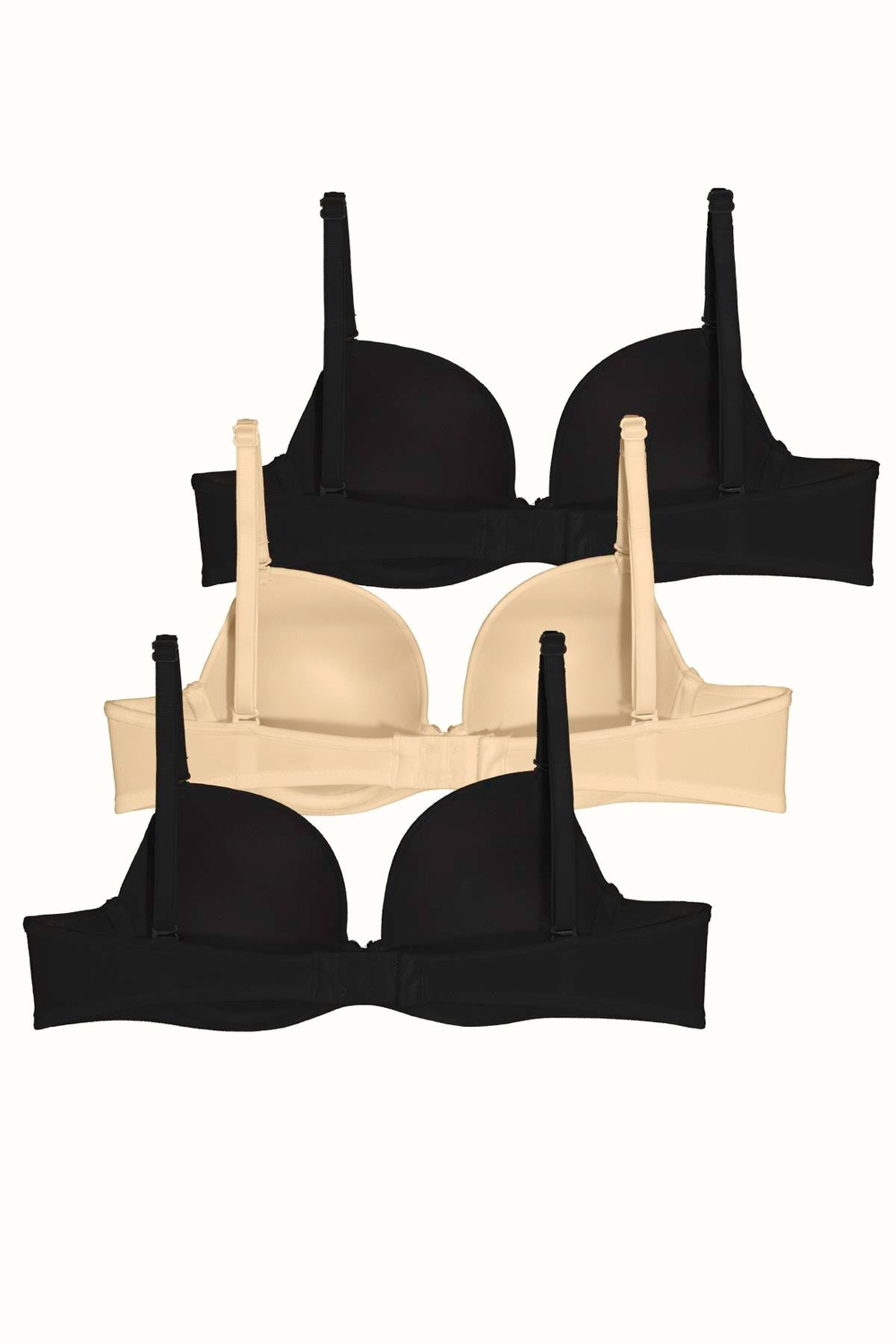 3lü Paket Dolgusuz Yumuşak Kaplı Örme Sütyen C37025 Siyah/Ten