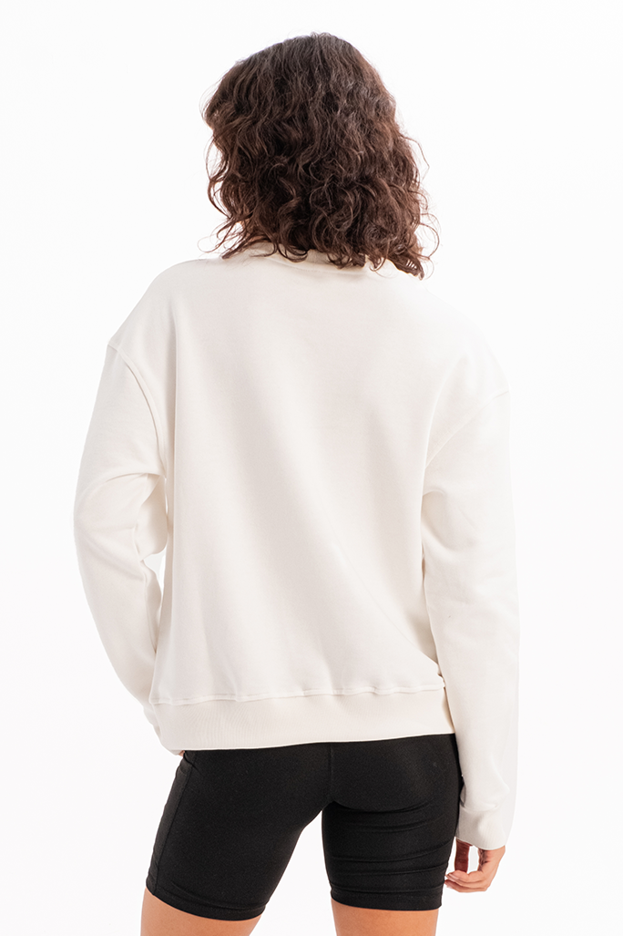 Bisiklet Yaka Basic Kalıp Kadın Sweatshirt Eşofman Üstü Aura Ekru
