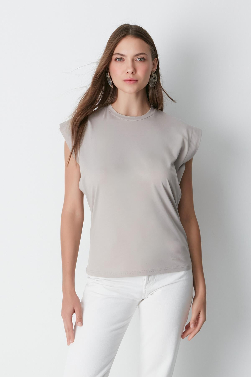 Bisiklet Yaka Kısa Kol 2li Basic T-Shirt 958 Haki/Gri