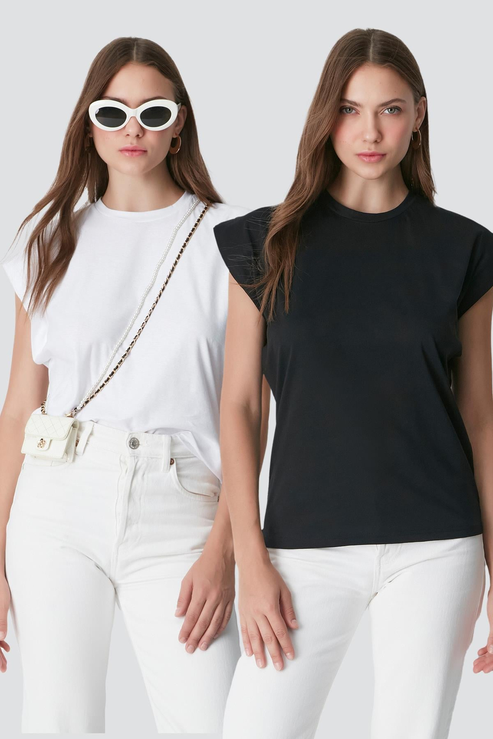 Bisiklet Yaka Kısa Kol 2li Basic T-Shirt 958 Siyah/Beyaz