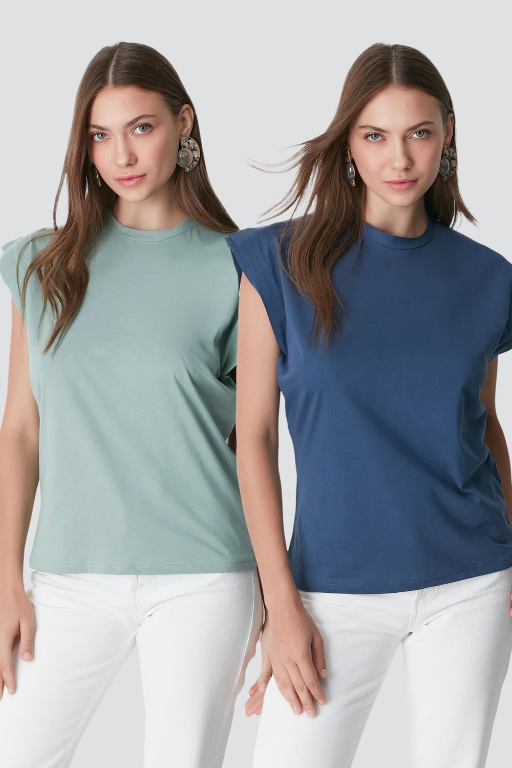 Round Neck Short Sleeve 2-Pack Basic T-Shirt 958