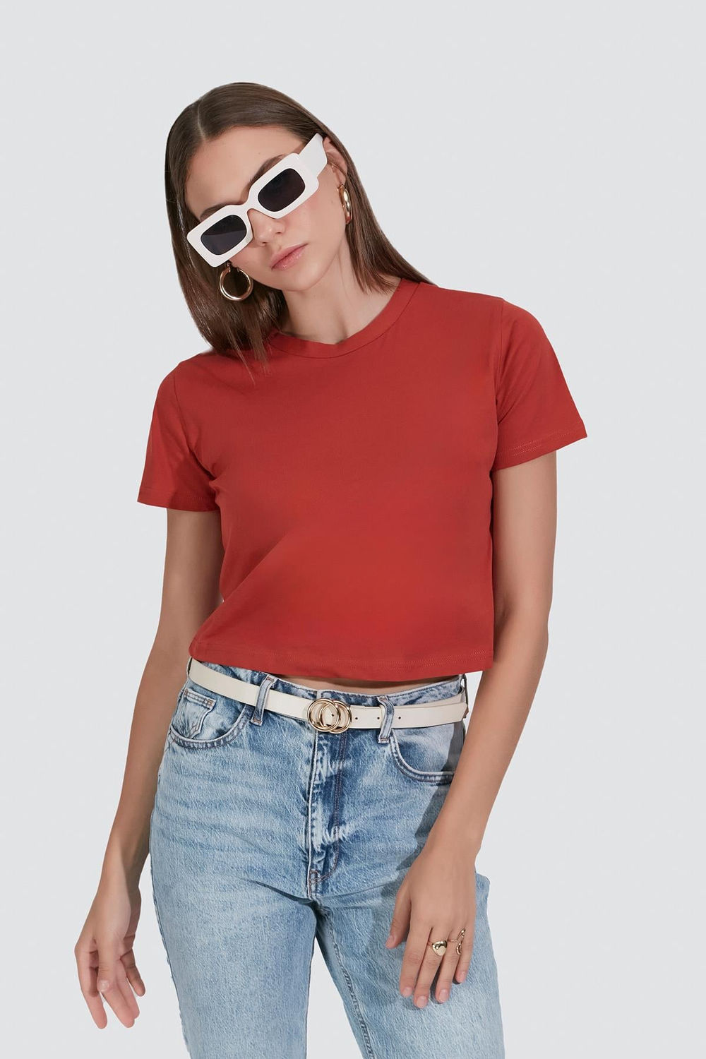 2-Pack Crew Neck Short Sleeve Crop Tops 956